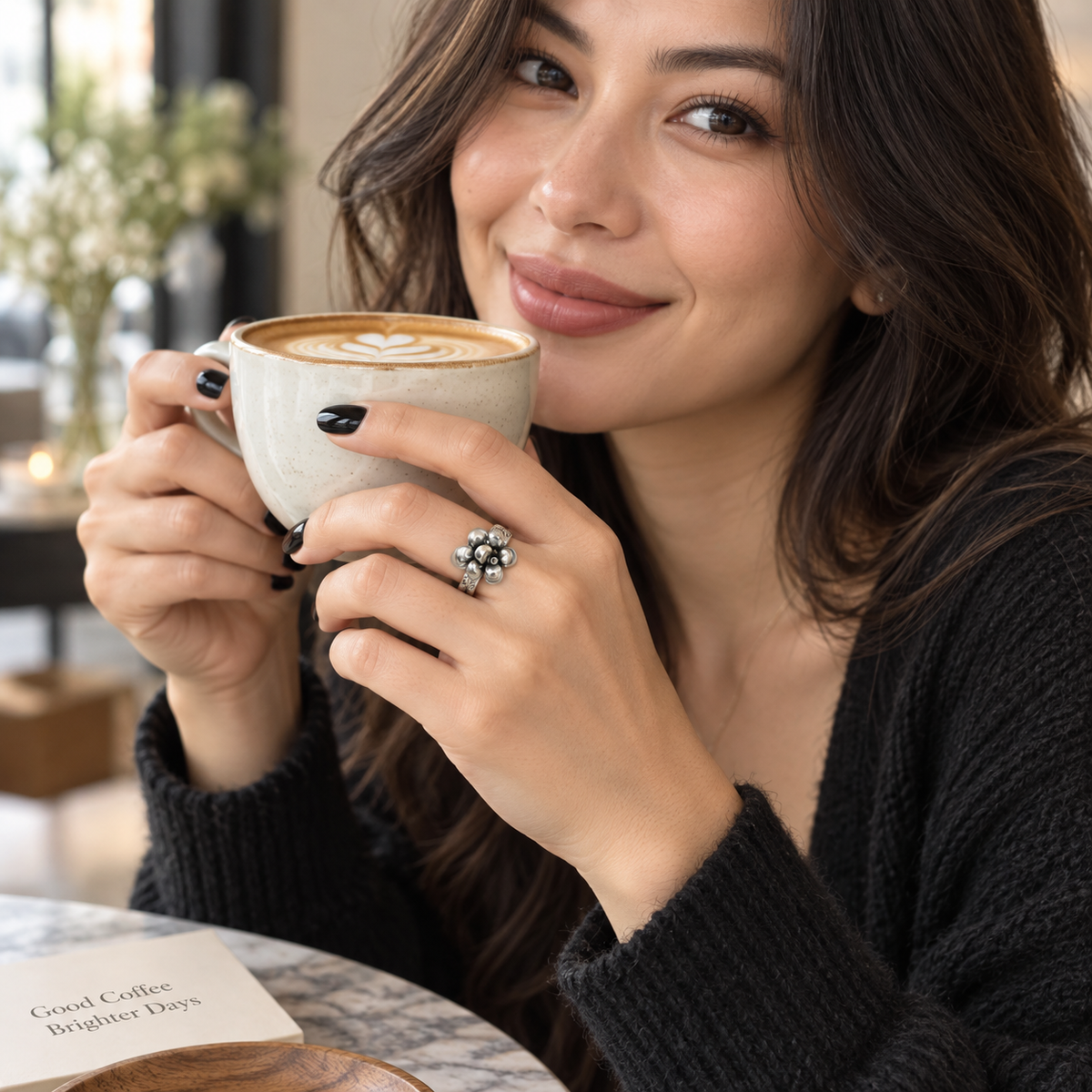 AARVO Wild Bloom Thai Silver Statement Ring- RNG1017