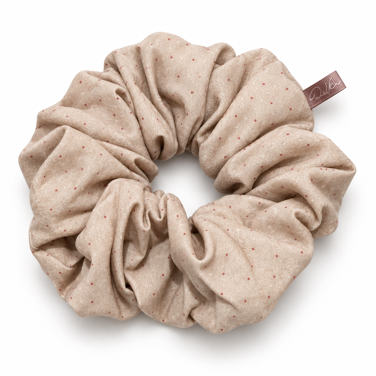 The Meadow — Terracotta Dot Printed Cotton Scrunchie, Extra Large — HAR1005