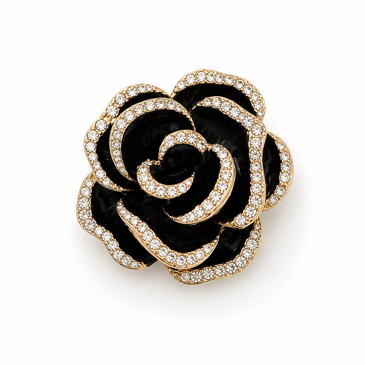 Black Crystal Rose Brooch- BRO1001