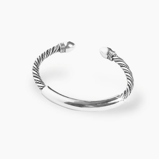 AARVO Twisted Elegance Adjustable Silver Bangle-BNG1004