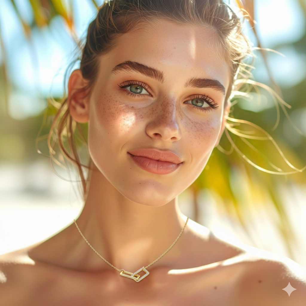 Gilded Radiance: Silver Double Zircon Necklace-NKL1006