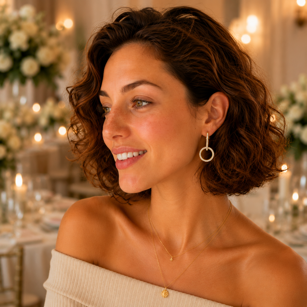 AARVO Crystal Dangle Loop Earrings - ERN1016